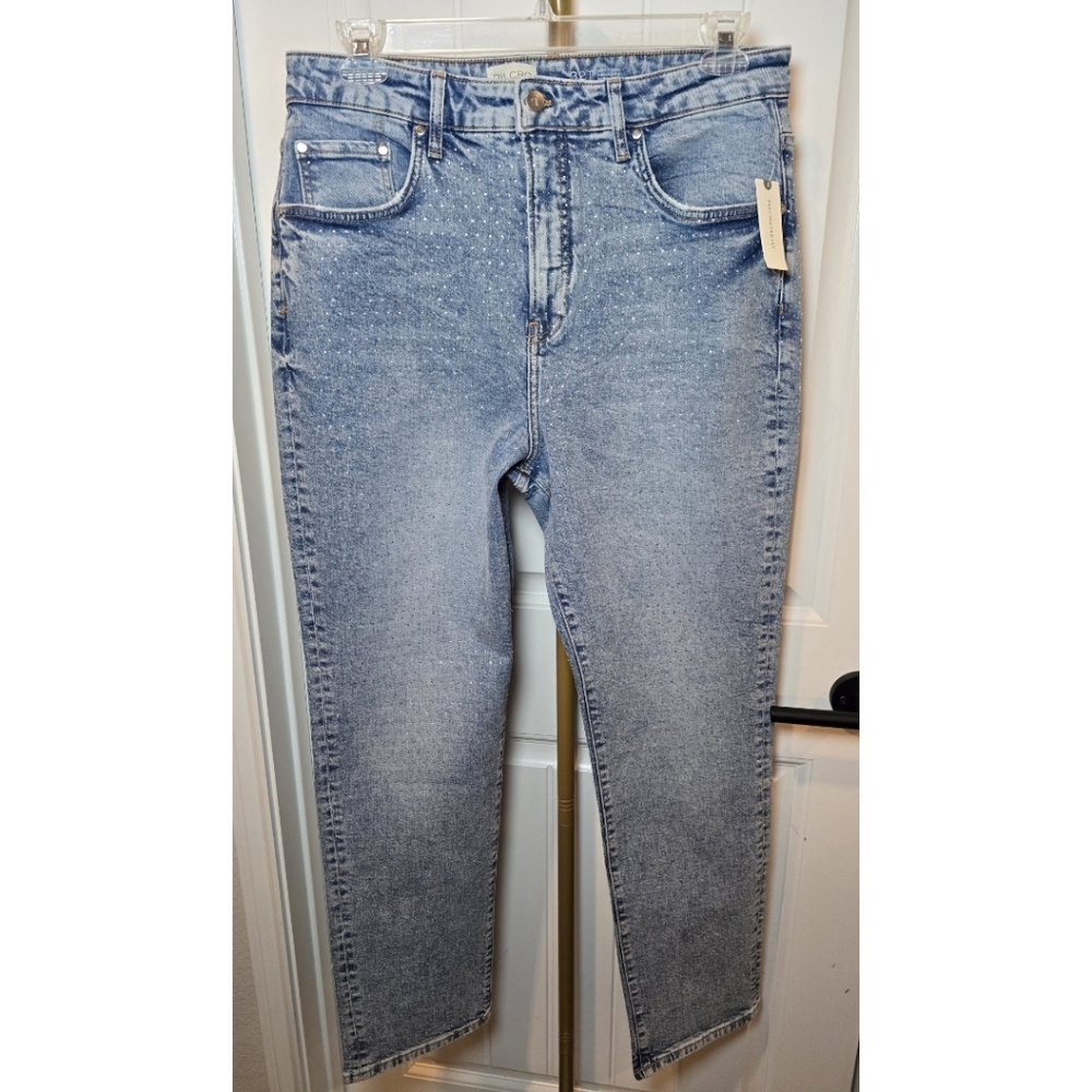 Anthropologie Pilcro Sparkle Jeans New 32 Tall Womens 32T Rhinestone